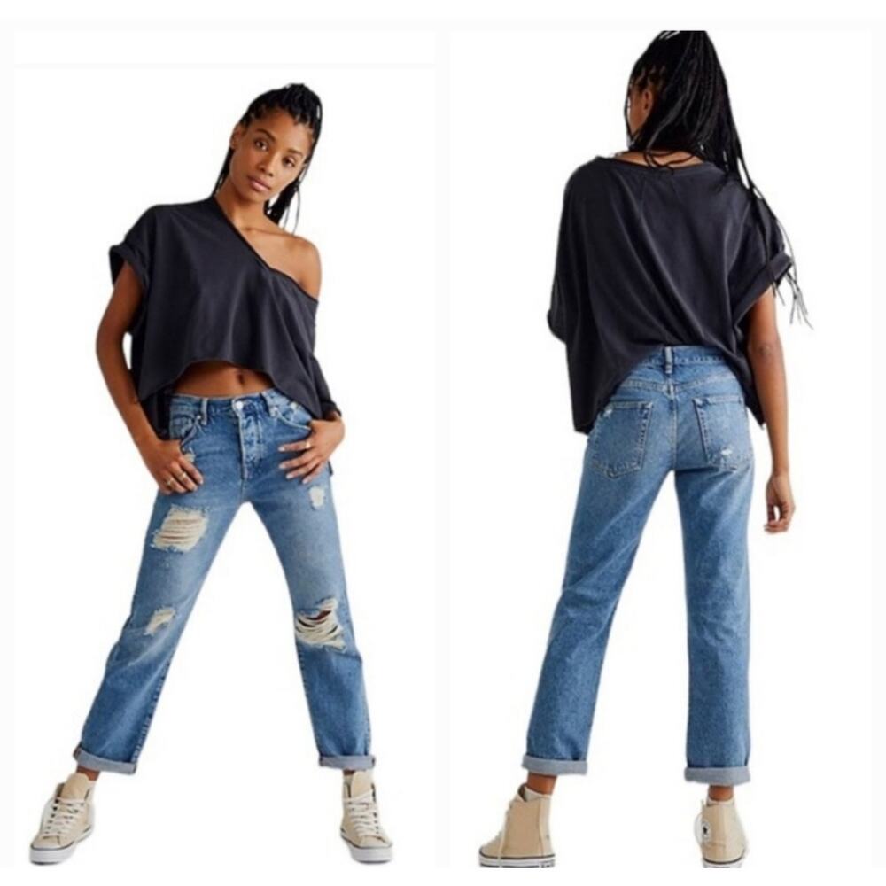 Free People Blue Straight Leg Jeans